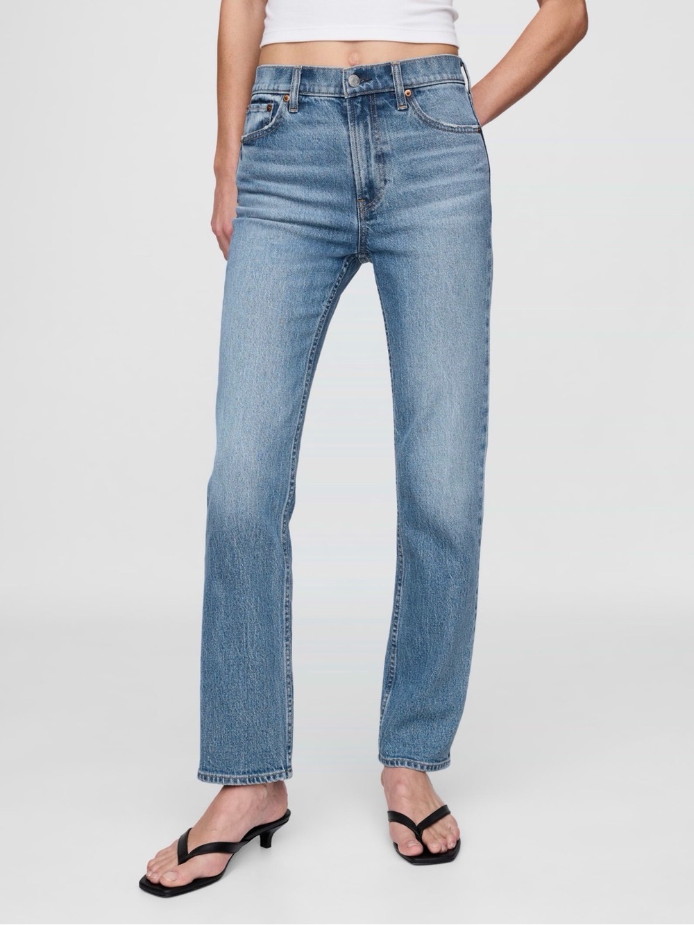 GAP 90’s Straight-Leg High-Rise Jeans in New Medium Wash